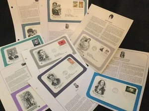 8 tarjetas con sobres de sello estampados artistas estampillas FDC 1993-2004 Cassatt Warhol - Imagen 1 de 13