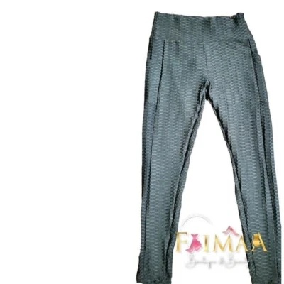 SALE! TIK TOK HONEYCOMB CHARCOAL YOGA LEGGINGS Siz L FREE SHIPPING - Image 1 of 4