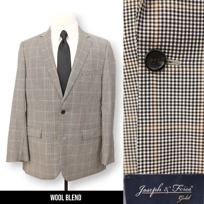 JOSEPH & FEISS GOLD Hombre Gris Multicolor Lana Abrigo Deportivo Traje Chaqueta Blazer 44 L Foto 1 de 4