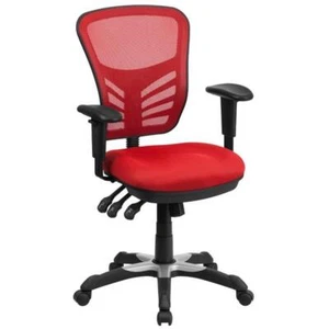 Scranton & Co Mid Back Mesh Swivel Office Chair in Red - Picture 1 of 4