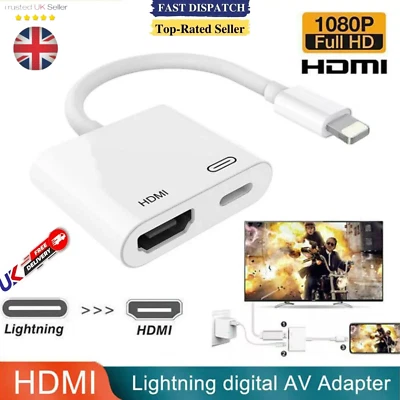 FOR APPLE TO HDMI DIGITAL AV TV ADAPTER CABLE FOR IPAD IPHONE - Image 1 of 4