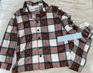 Wondershop White Tartan Plaid Kids 2 Piece Sleep Pajama Set (Size 5) NWT - Picture 1 of 3