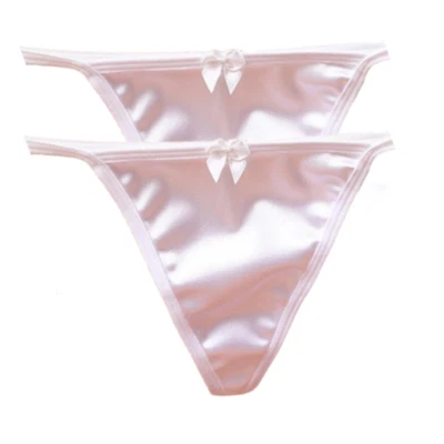4pcs Girls Satin Underwear Micro WHITE Thongs Low-rise Tanga Panties for 10-12T - Image 1 of 4