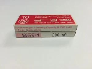 SIBA 70 007 33 179021 200mA Quick Blow Ceramic Fuse 5 x 20mm 250V Pack10 JPSF152 - Picture 1 of 3