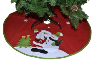 Christbaumdecke Baumdecke Christbaum Decke rot rund Niklaus Schneemann 90cm neu - Picture 1 of 3