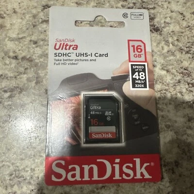NEW Genuine SanDisk 16GB Ultra SDHC UHS-I Card Class 10 48MB/s Full HD 320x - Image 1 of 4