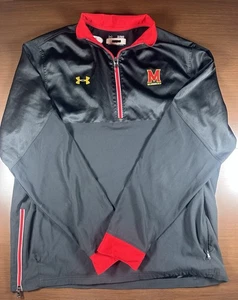 Maryland Terrapins Men's 1/4 Zip Shirt XL Black Red Under Armour Lightweight - Picture 1 of 3