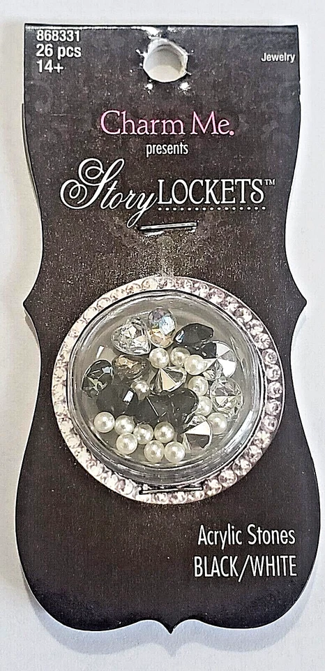 Contas de lua azul CHARM ME Story medalhões pedras acrílicas - PRETO/BRANCO - 26 peças - Imagem 1 de 2