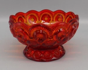 Plato abierto vintage L E Smith Glassworks Amberina Luna y estrellas con patas Candy Nut - Imagen 1 de 9