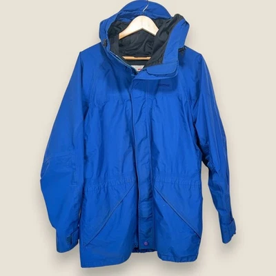 Vintage Marmot Waterproof Hooded Ski Jacket Men Medium Blue Shell State of Sport - Image 1 of 4