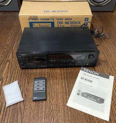 Bonita cubierta de casete de 3 cabezales Denon DR-M30HX de colección con caja original, control remoto y manual Foto 1 de 4