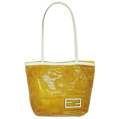FENDI Hand Shoulder Bag Tote Purse FF Patent Leather Orange White Authentic - Image 1 of 4