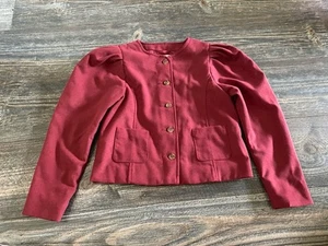 Janie And Jack Girl Blazer Jacket Size 7-8. Burgundy  - Picture 1 of 3
