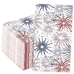 50Pcs Patriotic Guest Napkins Red Blue Firework Disposable Napkins 4th of July - Picture 1 of 8