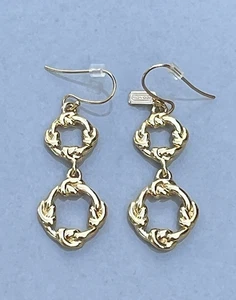 NWOT Coach Dangle/Drop Earrings Gold Plated Two Circles w/Knots - Picture 1 of 9