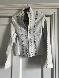 Chaqueta VINTAGE Revue Mujer Talla S Cuero Bombardero Años 90 Cremallera Completa - Imagen 1 de 14