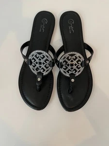 Cato bequeme Marken-Sandalen schwarz Riemen mit Strass-Medaillons ~ Damen 12 - Bild 1 von 9