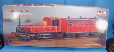 MINICRAFT 11103 1872 VULCAN SADDLEBACK LOCOMOTIVE WITH 3 COACHES 1/45 KIT LNIB - Image 1 of 2