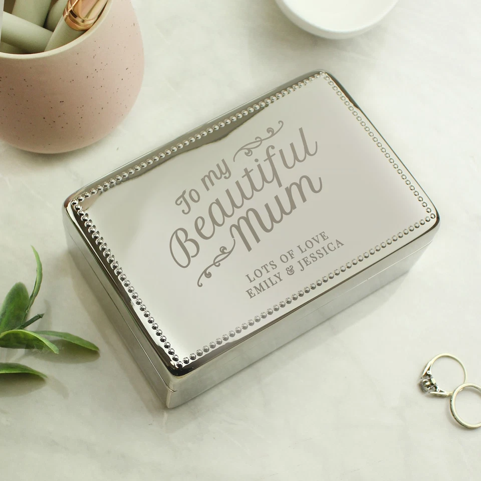 Personalised Beautiful Mum Rectangular Jewellery Box. - Image 1 of 1