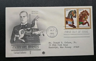 US FDC # 2978 - 2979 Carousel Horses 1995. - Image 1 of 4