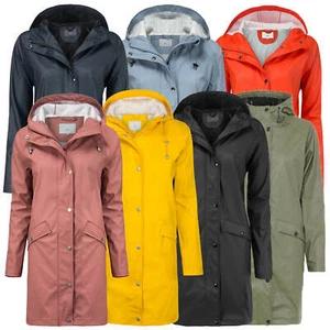 ICHI Damen Regenmantel Regen Jacke Mantel mit verstellbarer Kapuze Raglanärmel - Bild 1 von 16