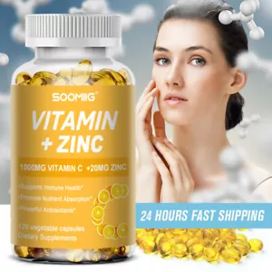 Vitamin C 1000mg - 120 Kapseln unterstützen das Immunsystem Vitamin C + Zink - Bild 1 von 12