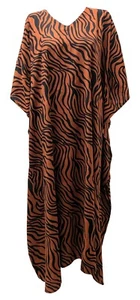 Women's Plus Size Kaftan Handmade Boho Zebra Stripped Maxi Free Size Up To 34 - Picture 1 of 12