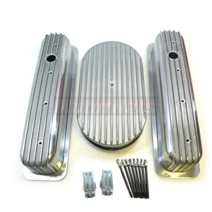 Chevy SBC Alum CenterBolt Tall Valve Cover 87-Up Dress up kit+15"Air Cleaner  - Picture 1 of 4