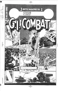 LARGE 1980 GI COMBAT # 220 JOE KUBERT HAUNTED TANK COVER PRODUCTION ART ACETATE - Picture 1 of 2