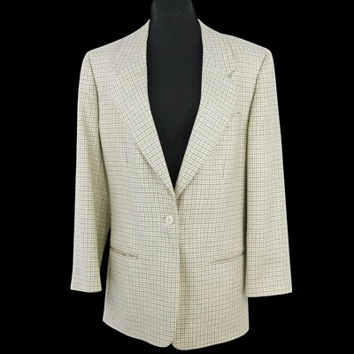 Jaqueta de lã BROOKS BROTHERS feminina tamanho 8 marrom creme e verde pálido Houndstooth EUA - Imagem 1 de 4