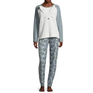 Peace Love Fashion Womens Juniors 2 pc Fleece Bunny Pajamas Size Med Large NWT - Picture 1 of 1