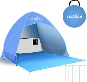 Beach Tent Pop Up, UPF 50+ Beach Shelter, Portable Beach Sun Shade Tent, Automat - Picture 1 of 7