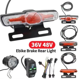 LED E-Bike Front Brake Rear Light 24-48V Headlight Taillight Horn Switch Button - Picture 1 of 28
