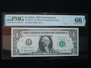 STAR 1963-A $1 FRN STAR NOTE - PMG 66 EPQ - Picture 1 of 4