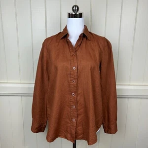Trenery Shirt Women's Size S Rust French Linen Long Sleeve Business Office - Picture 1 of 12
