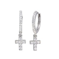 DOUBLE ROW HUGGIE EARRINGS W// LAB DIAMONDS// 925 STERLING SILVER 12MM BY 4MM