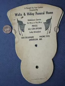 1950s Era Anderson Waltz & Hiday Funeral Home colorful diecut handfan flags too- - Picture 1 of 1