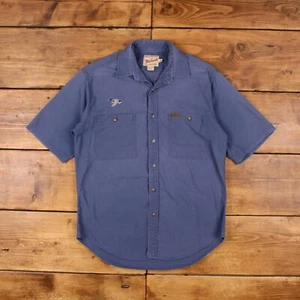 Vintage Woolrich Casual Shirt Button M 90s Duck Embroidered Mens Short Sleeve - Picture 1 of 8