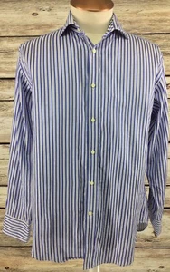 JACK STONE by THOMAS DEAN Mens Blue with White Stripe Button Down Shirt Sz M - Picture 1 of 7