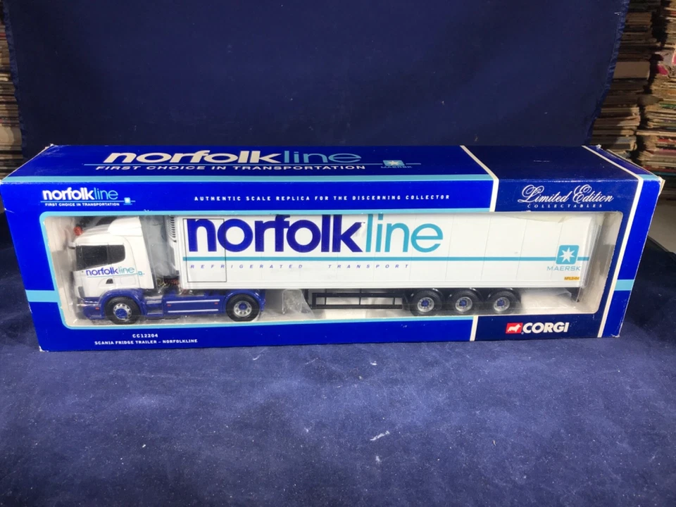 K-66 CORGI 1:50 SCALE DIE CAST TRUCK - CC12204 SCANIA FRIDGE TRAILER - NORFOLK - Image 1 of 4