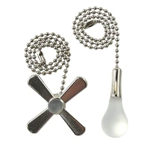 Brushed Nickel, Silver, Ceiling Fan Pull Chains, Light and Fan 12 inch Chain New - Picture 1 of 2