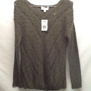 Cloud Chaser Women’s X Small XS Sweater Loose Knit Crochet Long Sleeve Green - Picture 1 of 5