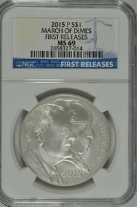 2015 P March of Dimes Uncirculated Silver Dollar NGC MS69 First Releases - Picture 1 of 2