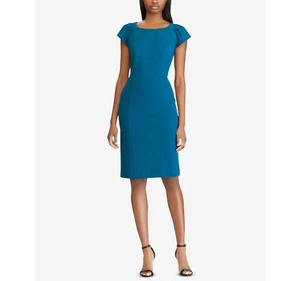 /LX073/ Vestido de crepé plisado American Living azul piedra talla 8 $79 - Imagen 1 de 2