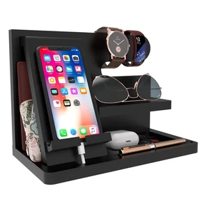 Mens Gifts Ideas Nightstand Organizer for Men Wood Phone Docking Station for ... - Picture 1 of 6