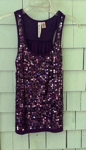 Women's Eyeshadow Purple With Sequins Tank Top Size Small - Picture 1 of 4