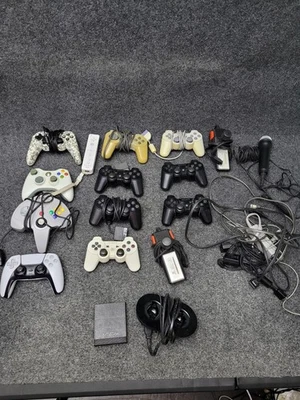 Mixed Video Game Controllers Accessories Lot PS1 PS2 PS5 Xbox 360 Wii N64 Atari - Image 1 of 4