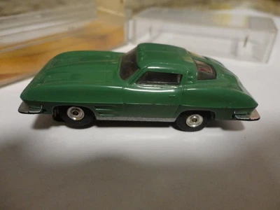 vintage aurora tjet ho slot car olive green corvette w/orig box/lbl - Image 1 of 4