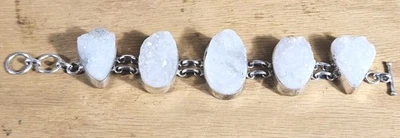 PULSERA PLATA ESTERLINA Cuarzo Piedras Preciosas 8 PULGADAS Gruesa 925 Foto 1 de 4