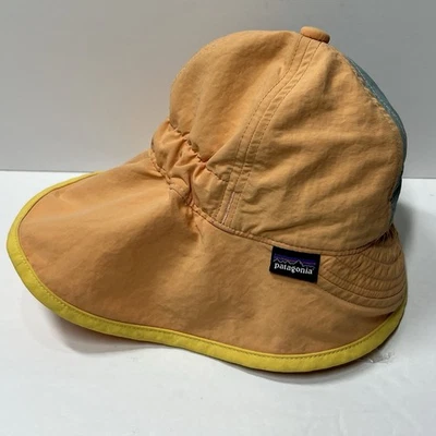 Chapéu balde Patagonia bebê 0-3M laranja boné sol alça queixo crianças criança náilon - Imagem 1 de 4